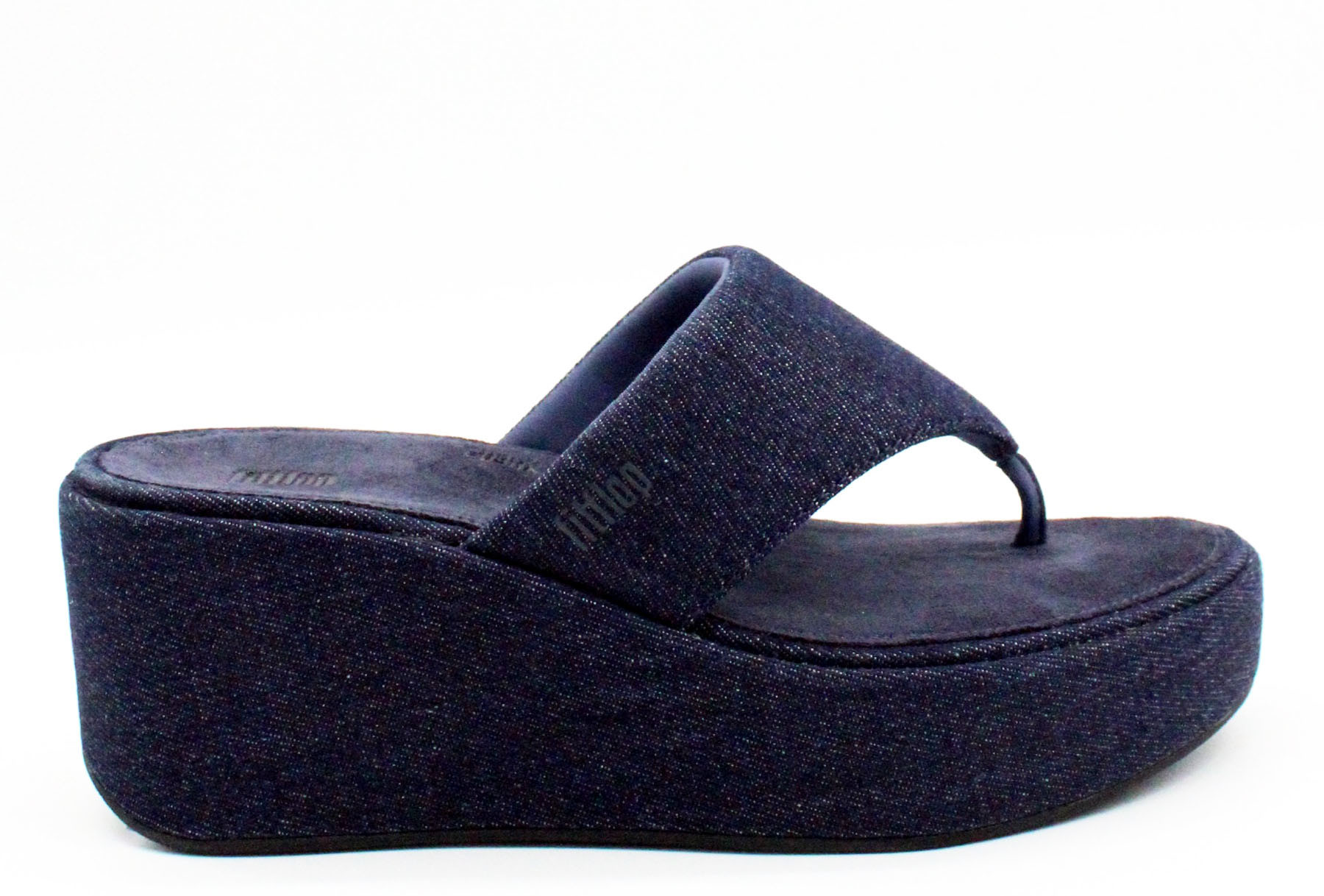 fitflop Plateau Zehentrenner Pantolette Plattforms Denim