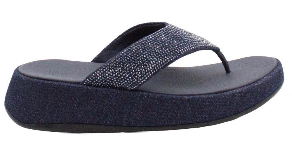 fitflop Zehentrenner Pantolette F-Mode Toe Post Denim